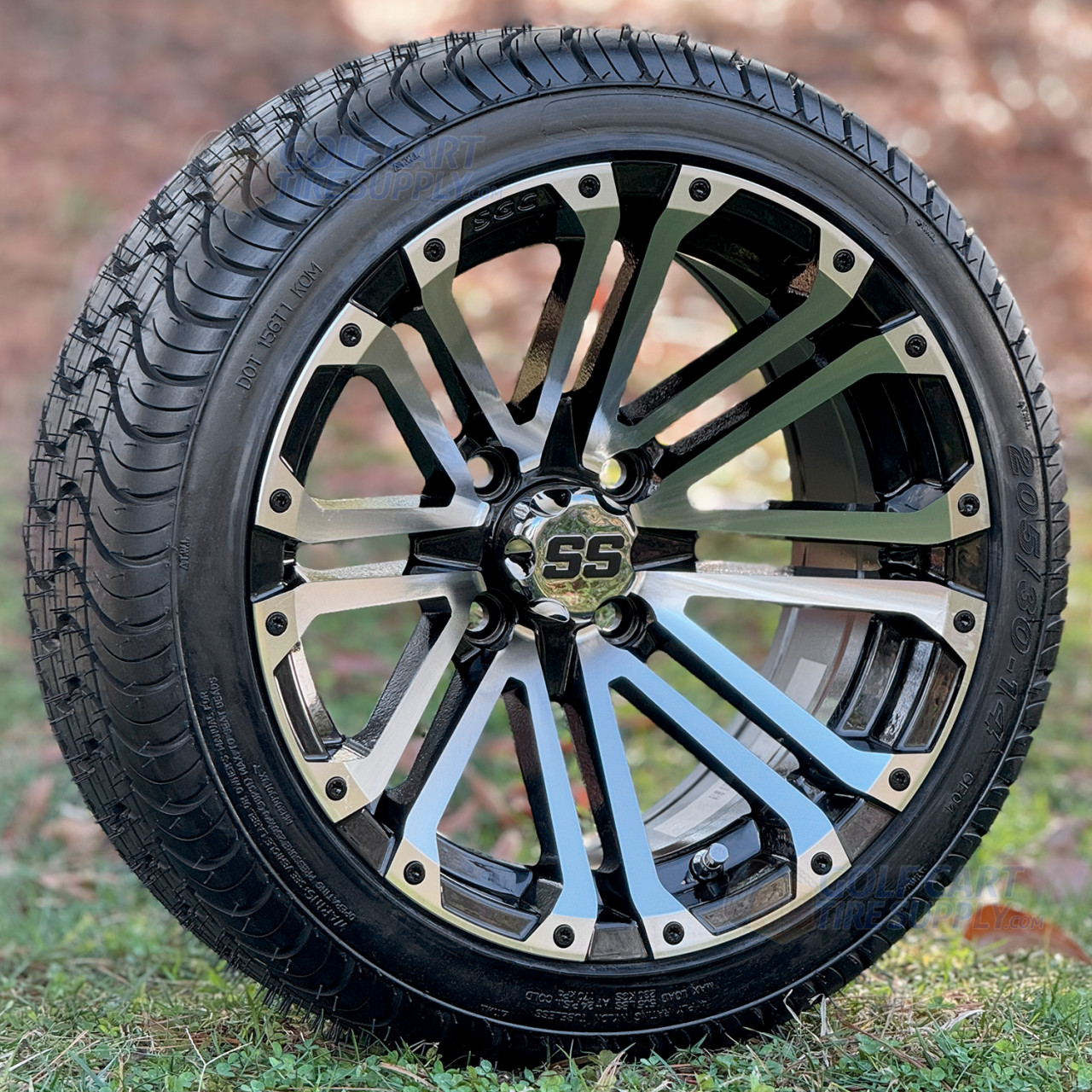 14 inch HD3 Golf Cart Wheels and 205/30-14 Golf Cart Tires Combo Outdoors