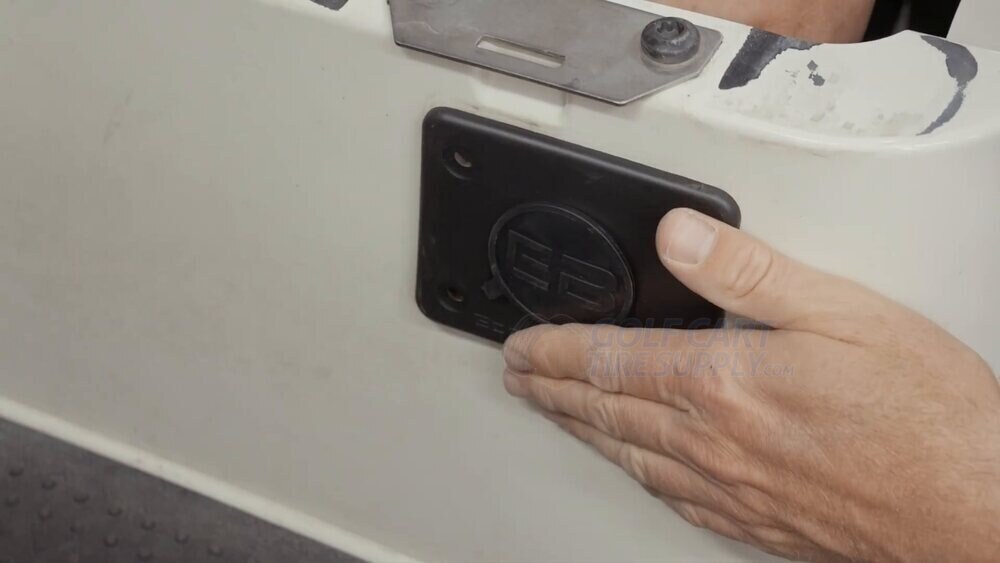Installing the ECO Battery EB charge port on an EZGO RXV Installing the ECO Battery EB charge port into a Gen 2 EZGO RXV